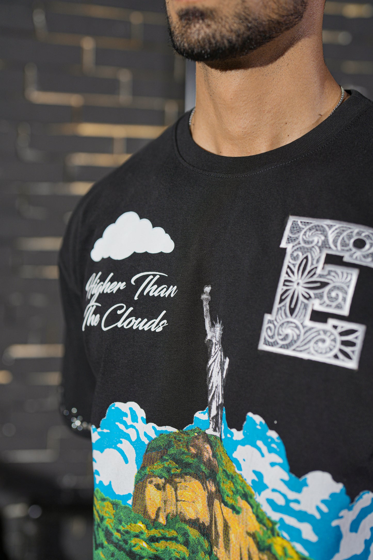 Clouds Premium Embellished Mens Tee Black