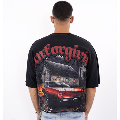 Unforgiving Cropped Oversized Washed Premium Mens Tee