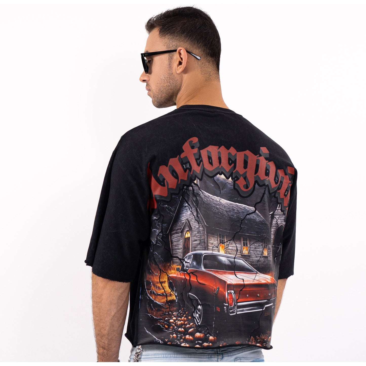 Unforgiving Cropped Oversized Washed Premium Mens Tee