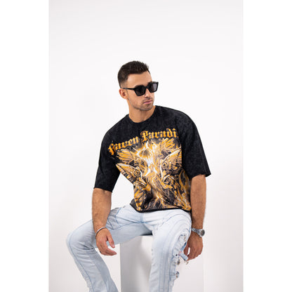 PARADISE Cropped Oversized Washed Premium Mens Tee