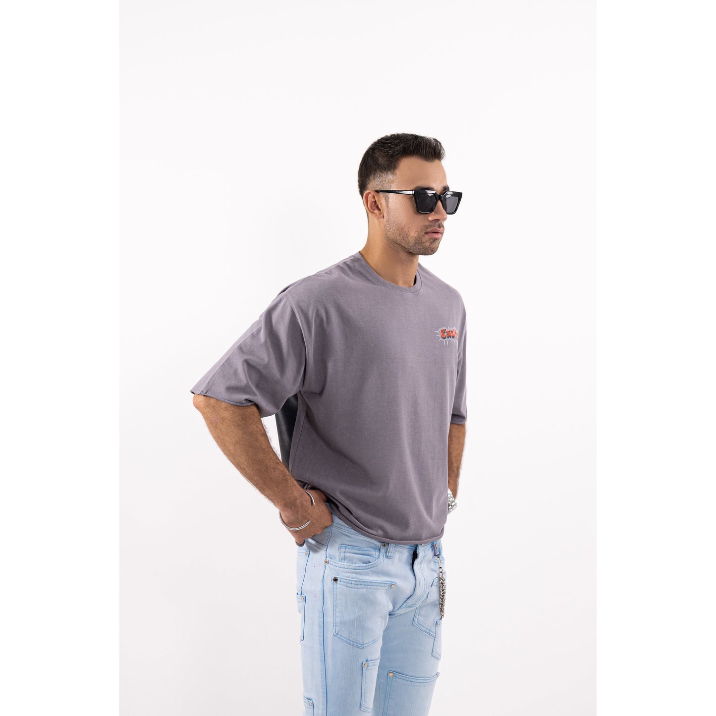 EXALTED Cropped Oversized Washed Premium Mens Tee