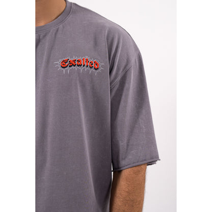 EXALTED Cropped Oversized Washed Premium Mens Tee