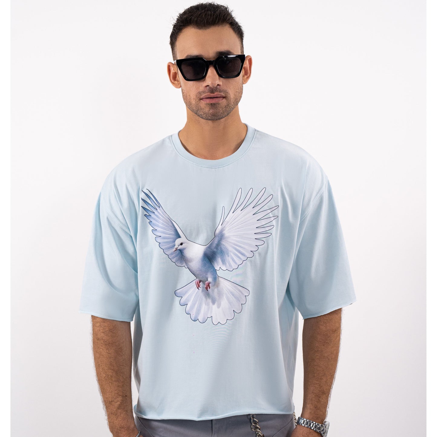 Dove Cropped Oversized Washed Premium Mens Tee