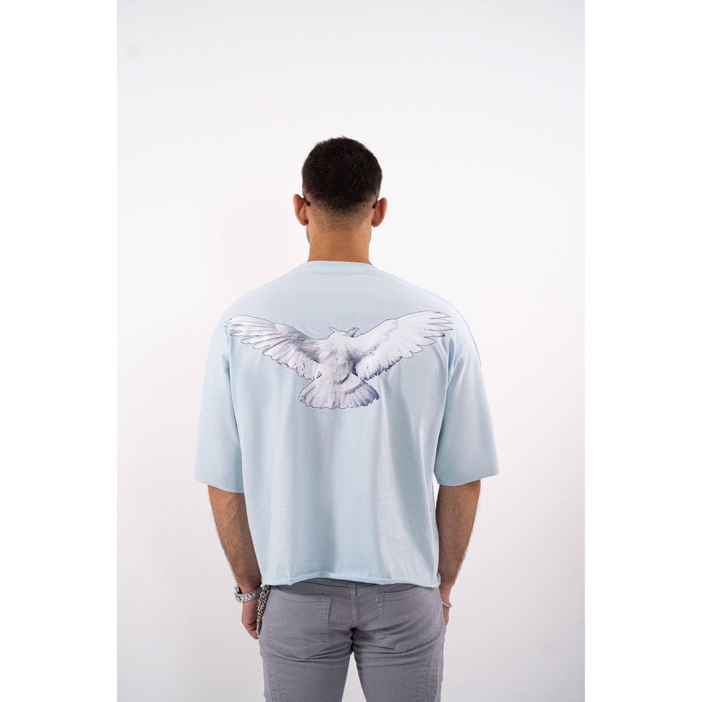 Dove Cropped Oversized Washed Premium Mens Tee