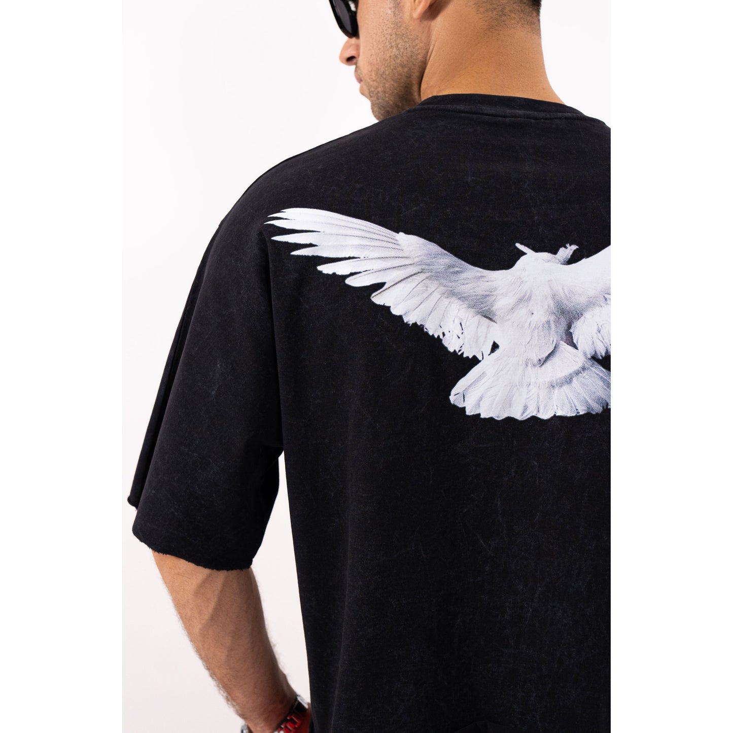 Dove Cropped Oversized Washed Premium Mens Tee