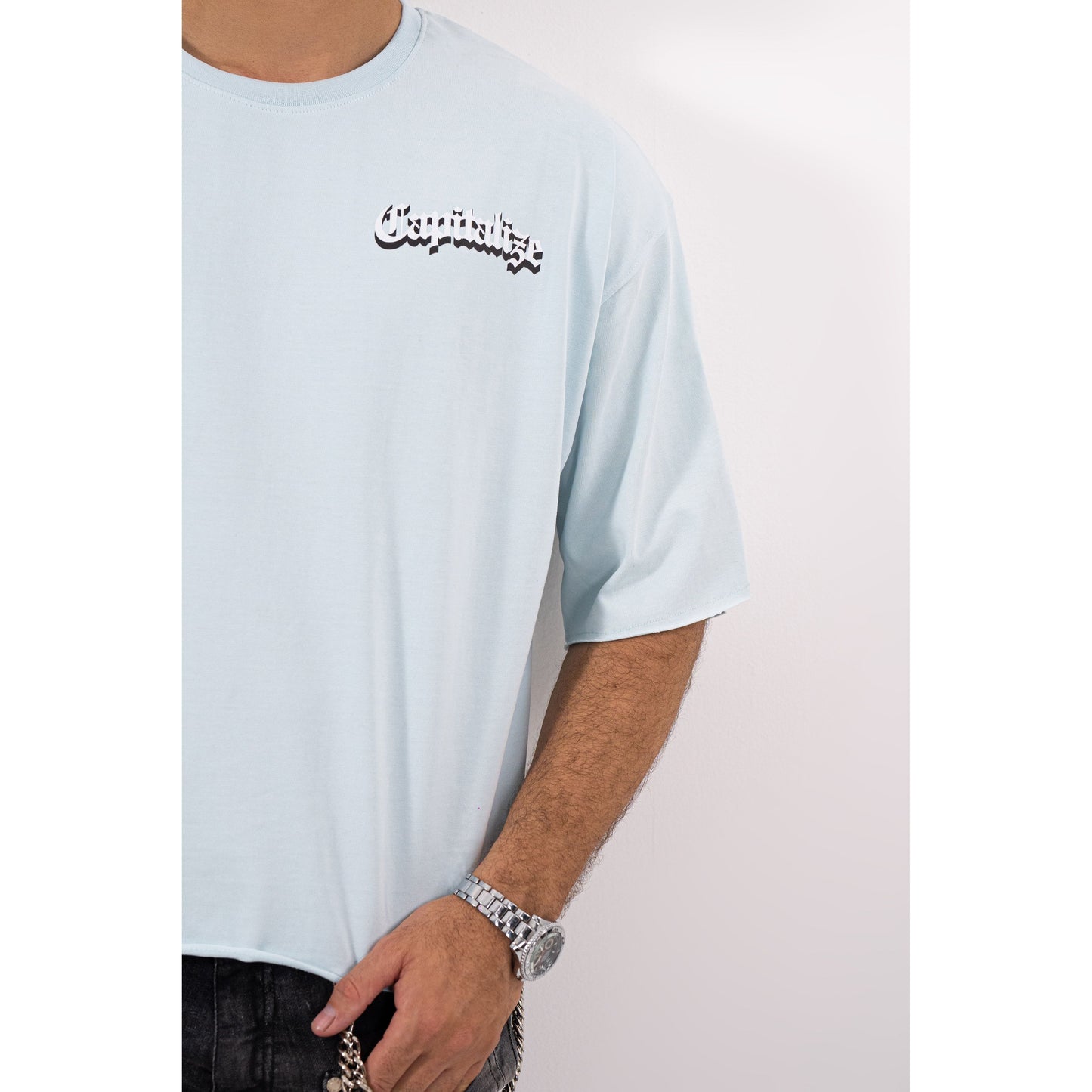CAPITALIZE Cropped Oversized Washed Premium Mens Tee