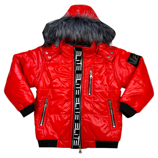 Crimson Red Premium Kids Puffer Jacket