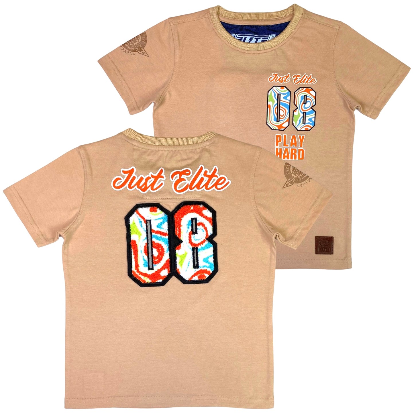 Play Hard Back Graphic Premium Kids Tee Tan