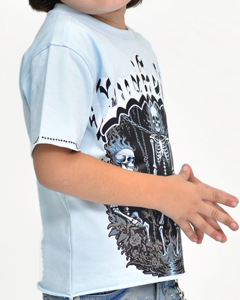 Locked In Stone Premium Kids Cropped Tee Blue