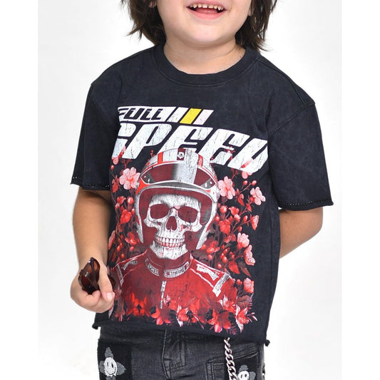 Full Speed Stone Premium Kids Cropped Tee Black