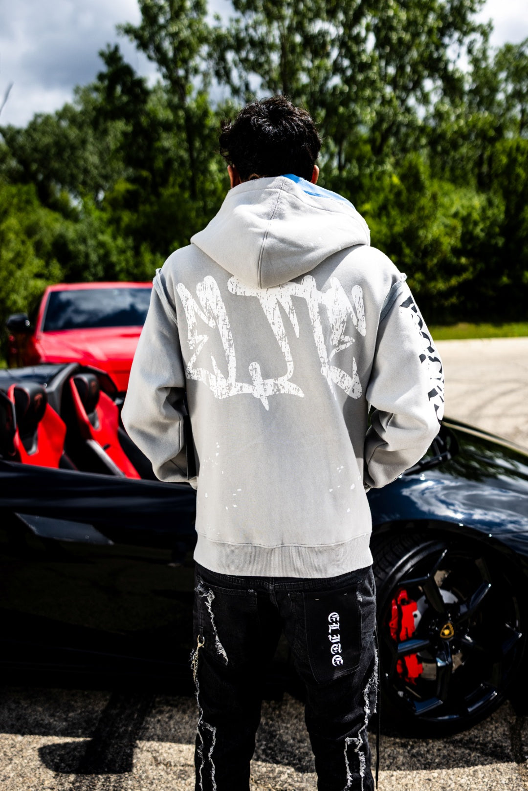 Double Layer Royal Grey Premium Mens Zip Up Hoodie