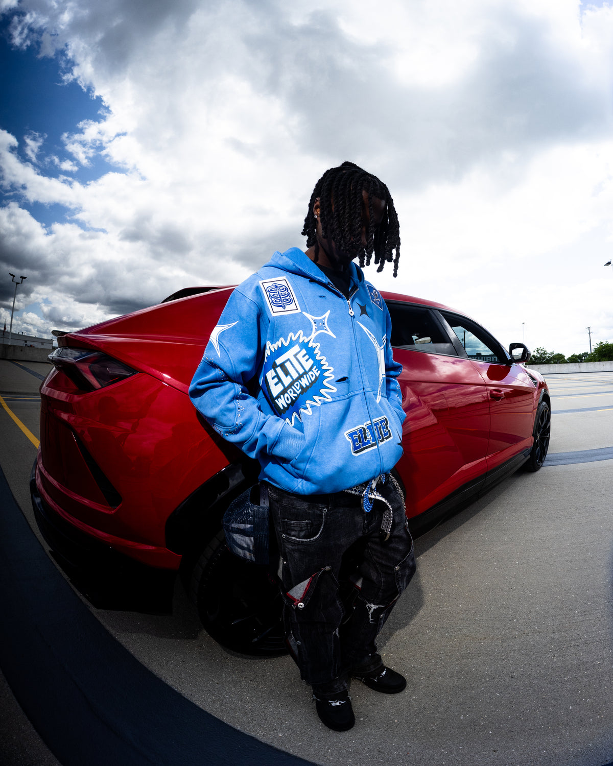 Cut N Sew Street Art Blue Premium Mens Zip Up Hoodie