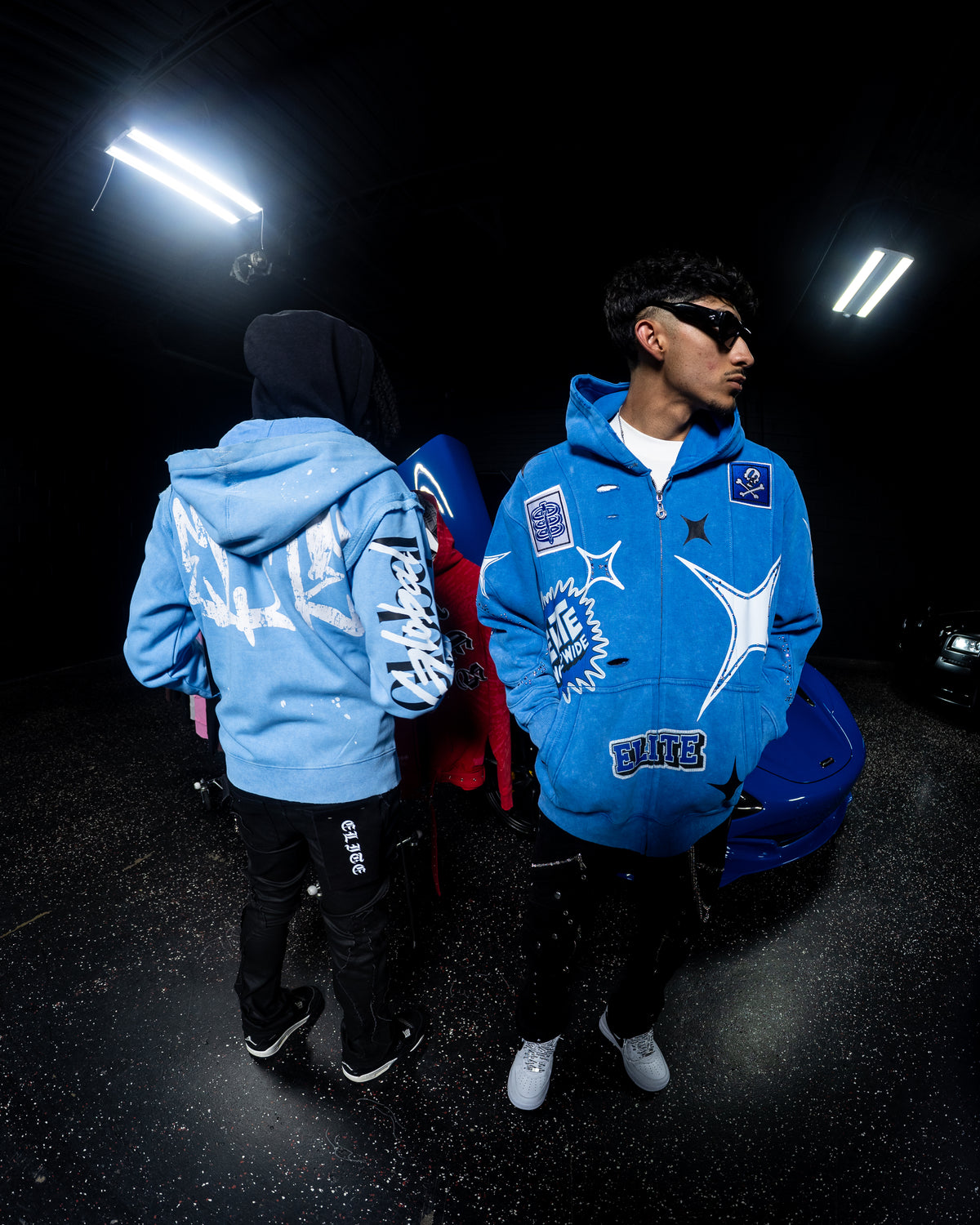 Cut N Sew Street Art Blue Premium Mens Zip Up Hoodie