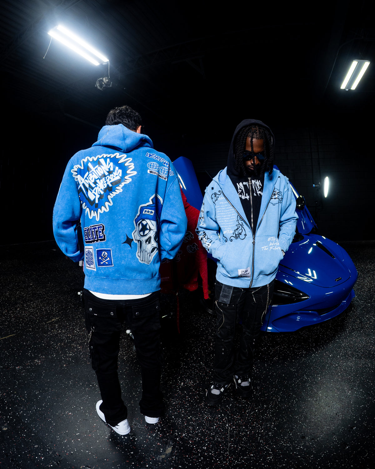 Cut N Sew Street Art Blue Premium Mens Zip Up Hoodie