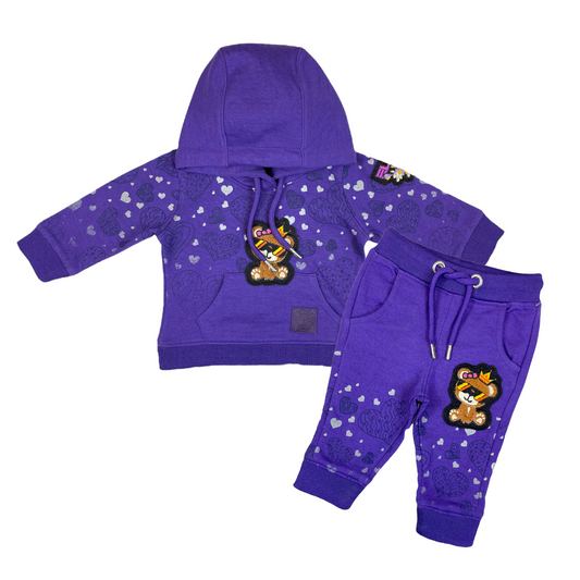 Queen Premium Infants Girls Jogger Set Purple