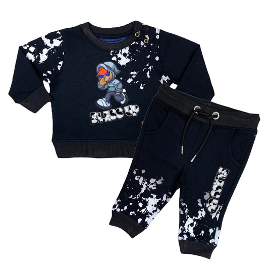 Bless Up Infant Boys Premium Jogger Set Panda