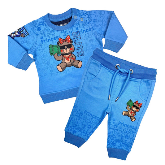 Money Premium Infants Girls Jogger Set Blue