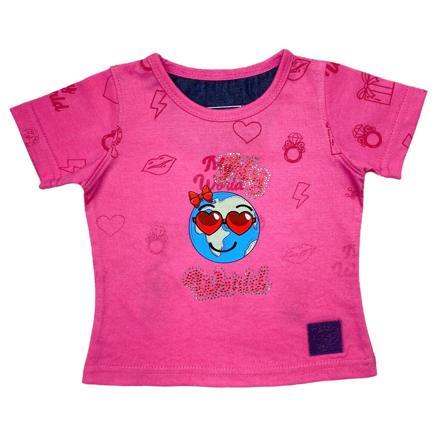 World Premium Infant Girls Stone Tee Pink