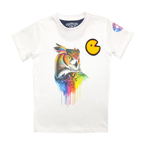 Owl Color Drip Kids Tee White - Elite Premium Denim