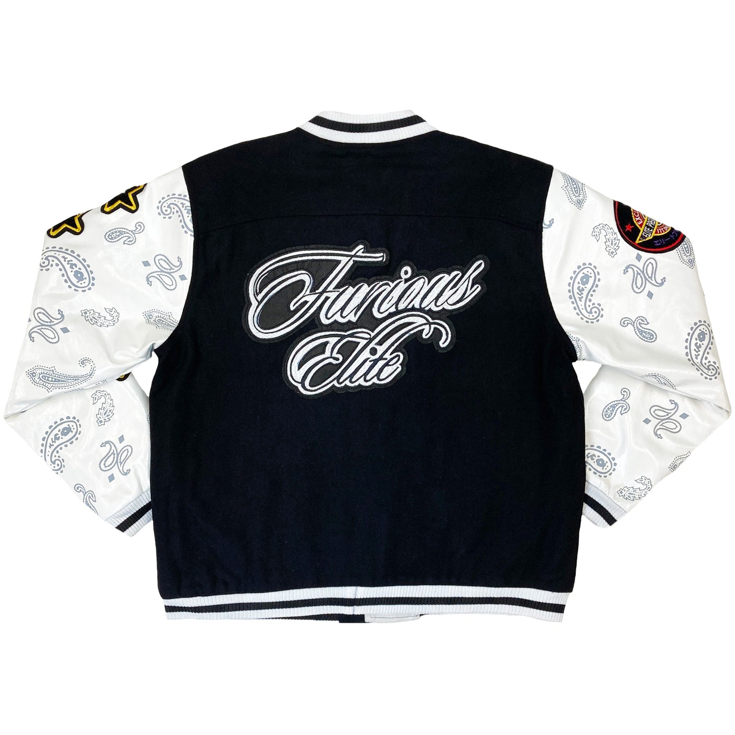 Premium Mens Varsity Jacket White/Black