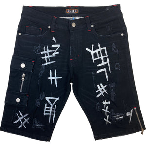 Graffiti Premium Men's Denim Shorts Black