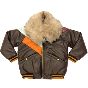 Caramel Leather Kids Fur Jacket - Elite Premium Denim