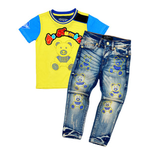 Sun Ray Stone Bear Kid's Tee Yellow - Elite Premium Denim