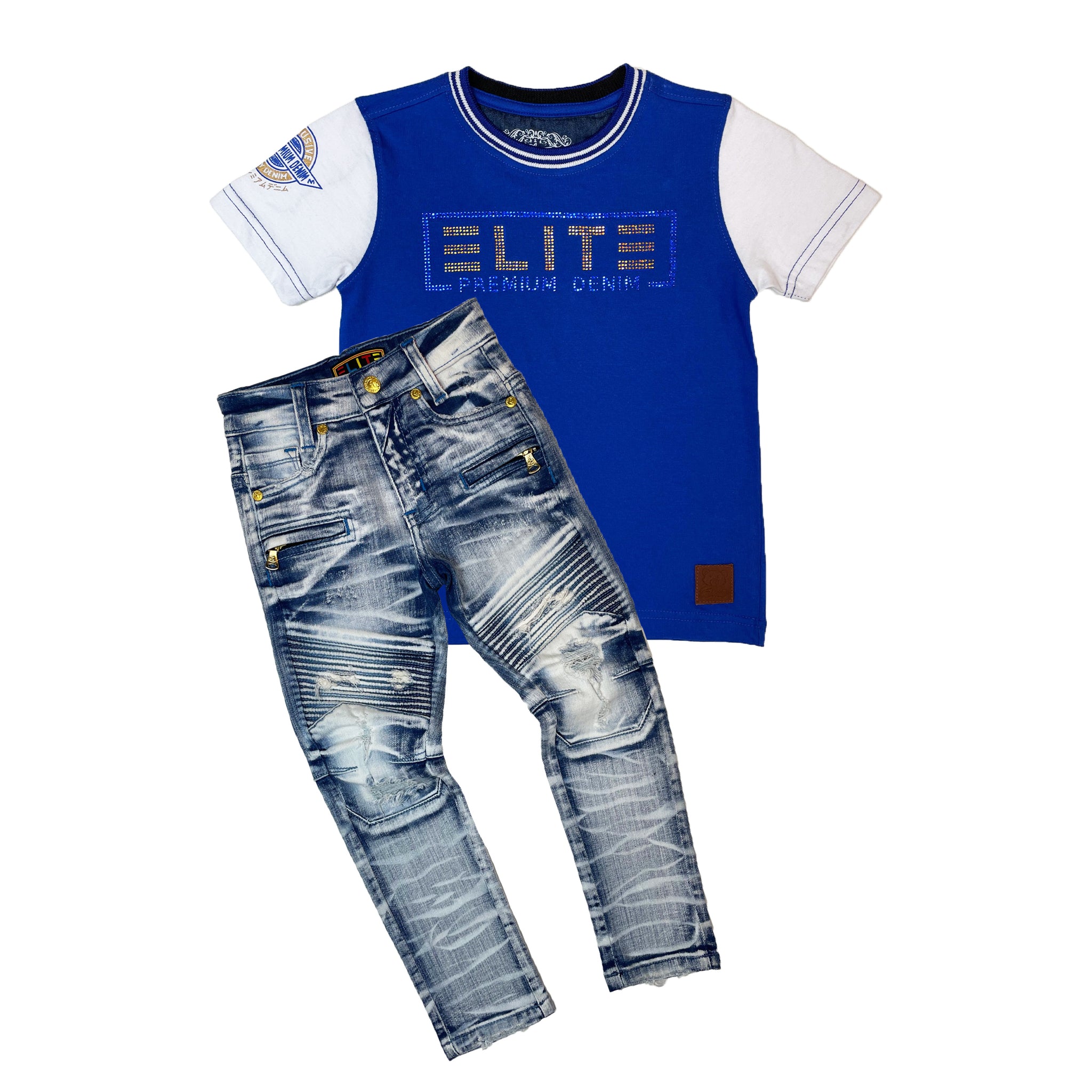 Marina Elite Stone Blue Kids Tee - Elite Premium Denim