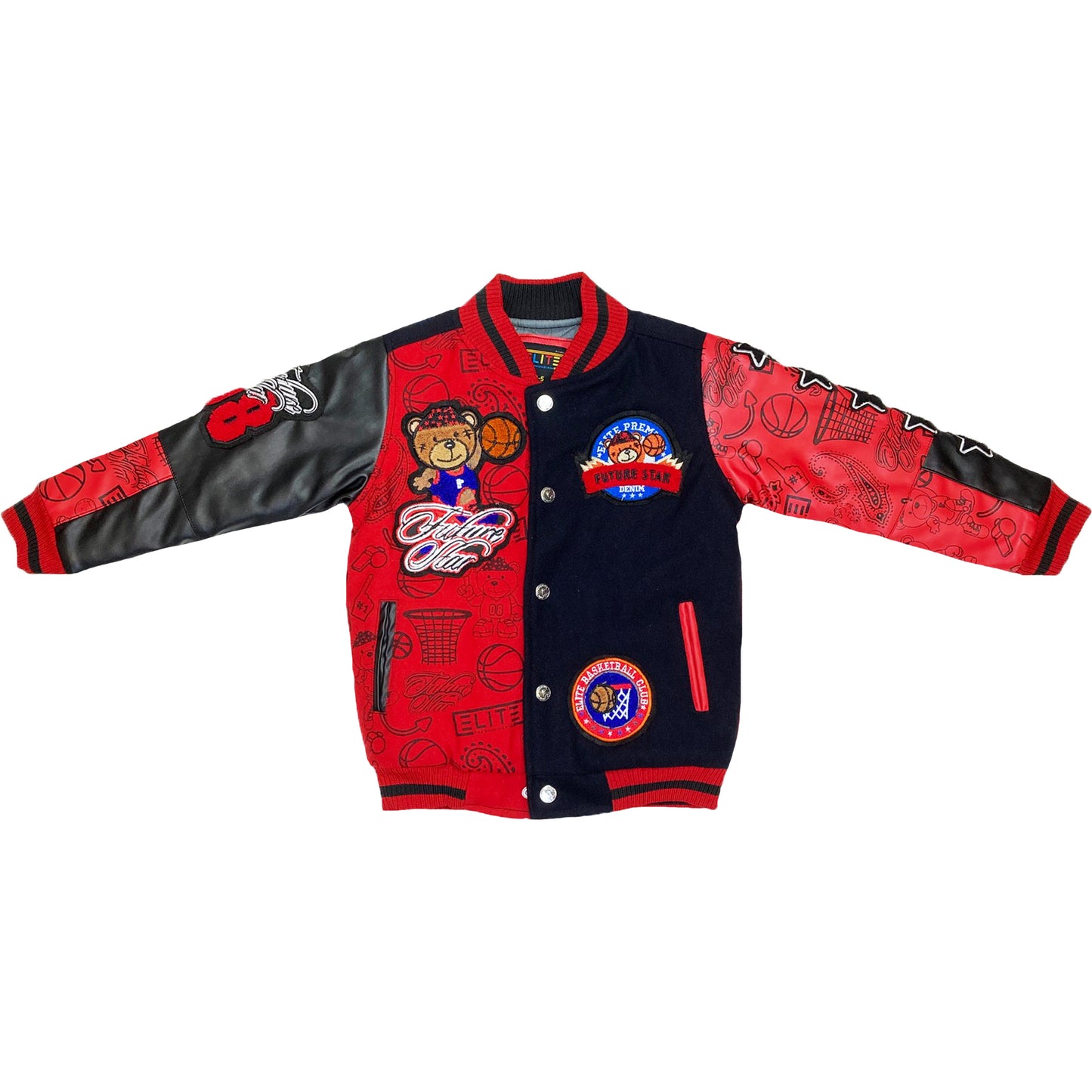 Premium Kids Varsity Jacket Red