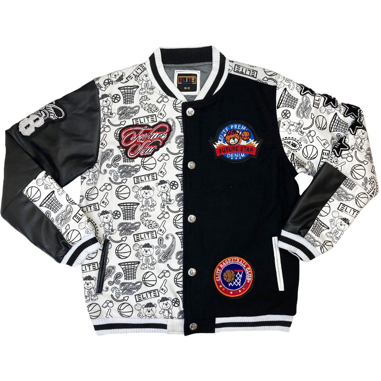 Premium Kids Varsity Jacket White/Black