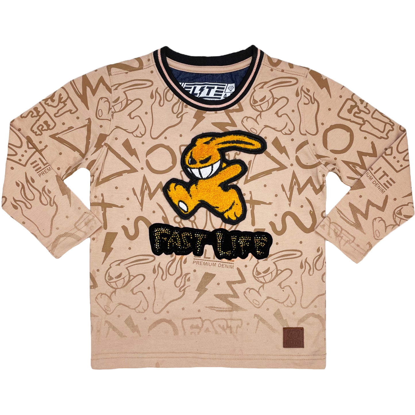 Fast Life Gold Long Sleeve Kids Tee