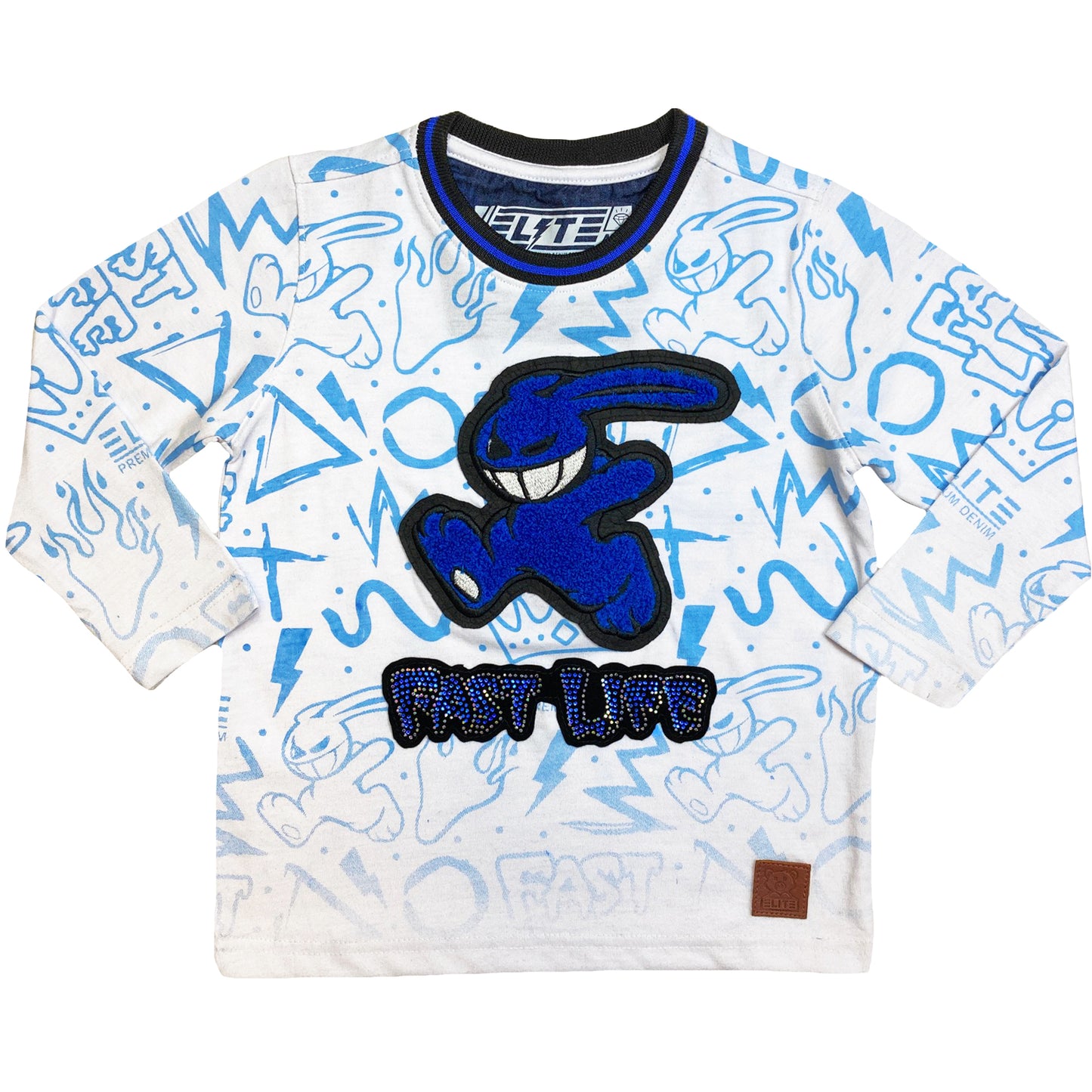 Fast Life Blue Long Sleeve Kids Tee