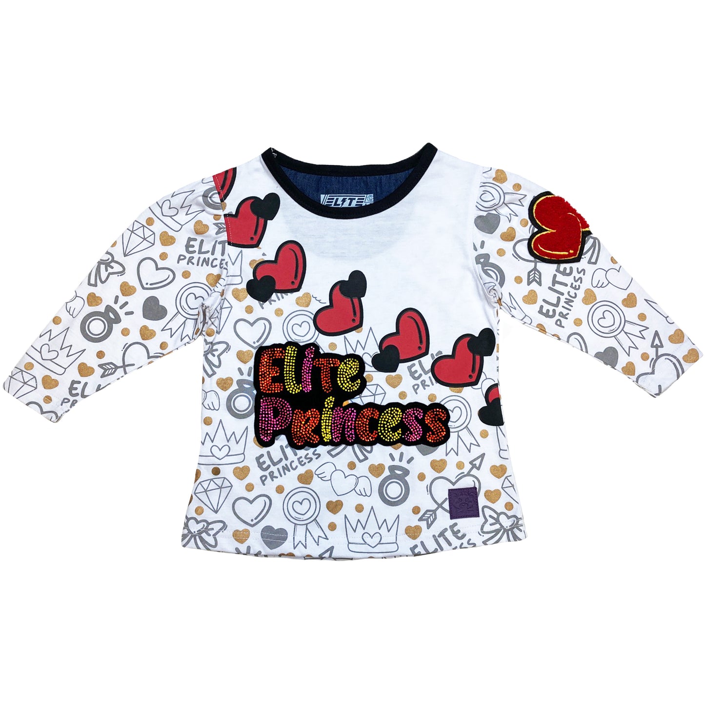 Heart Ribbon Girls Long Sleeve Tee White