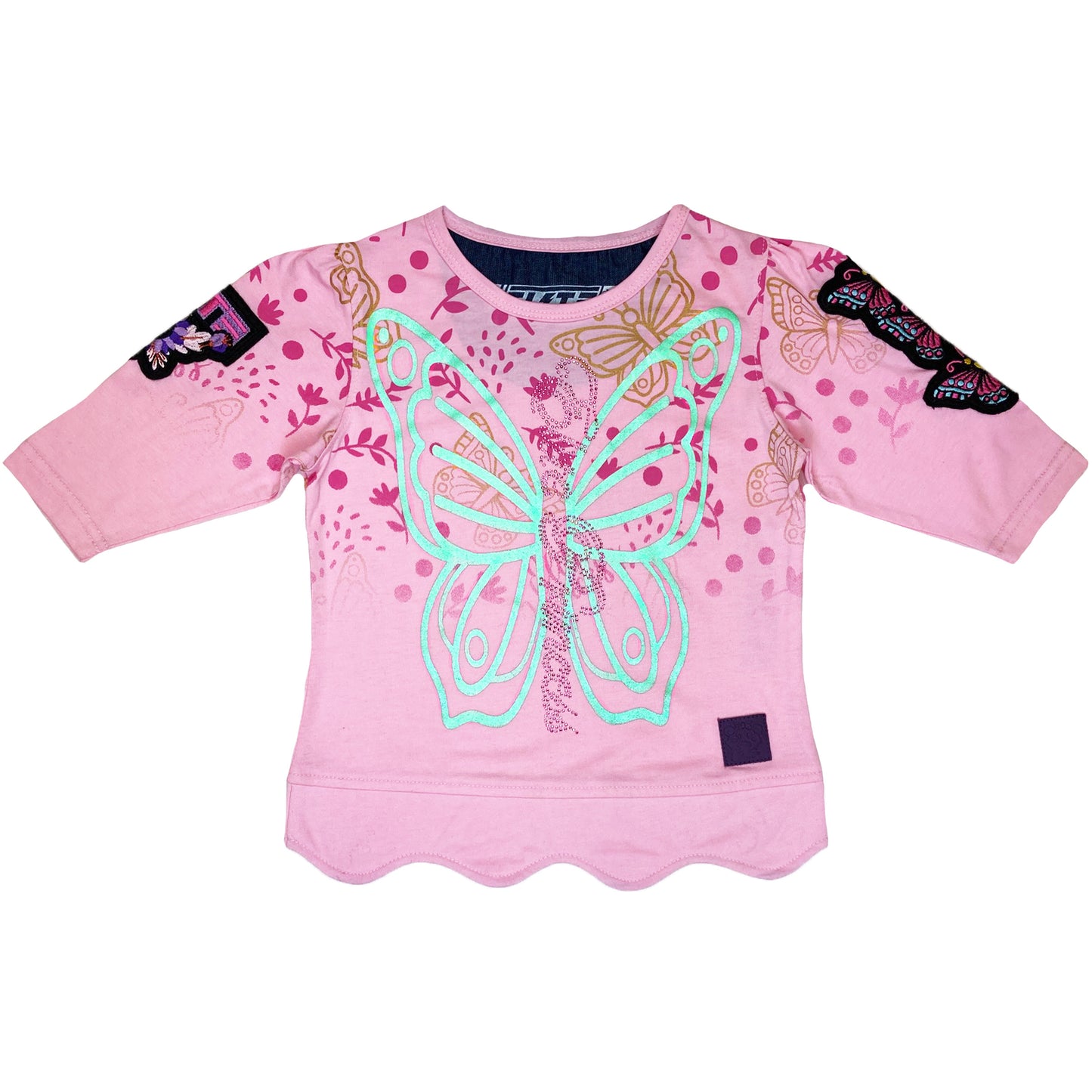 Butterfly Premium Girls Tee Pink