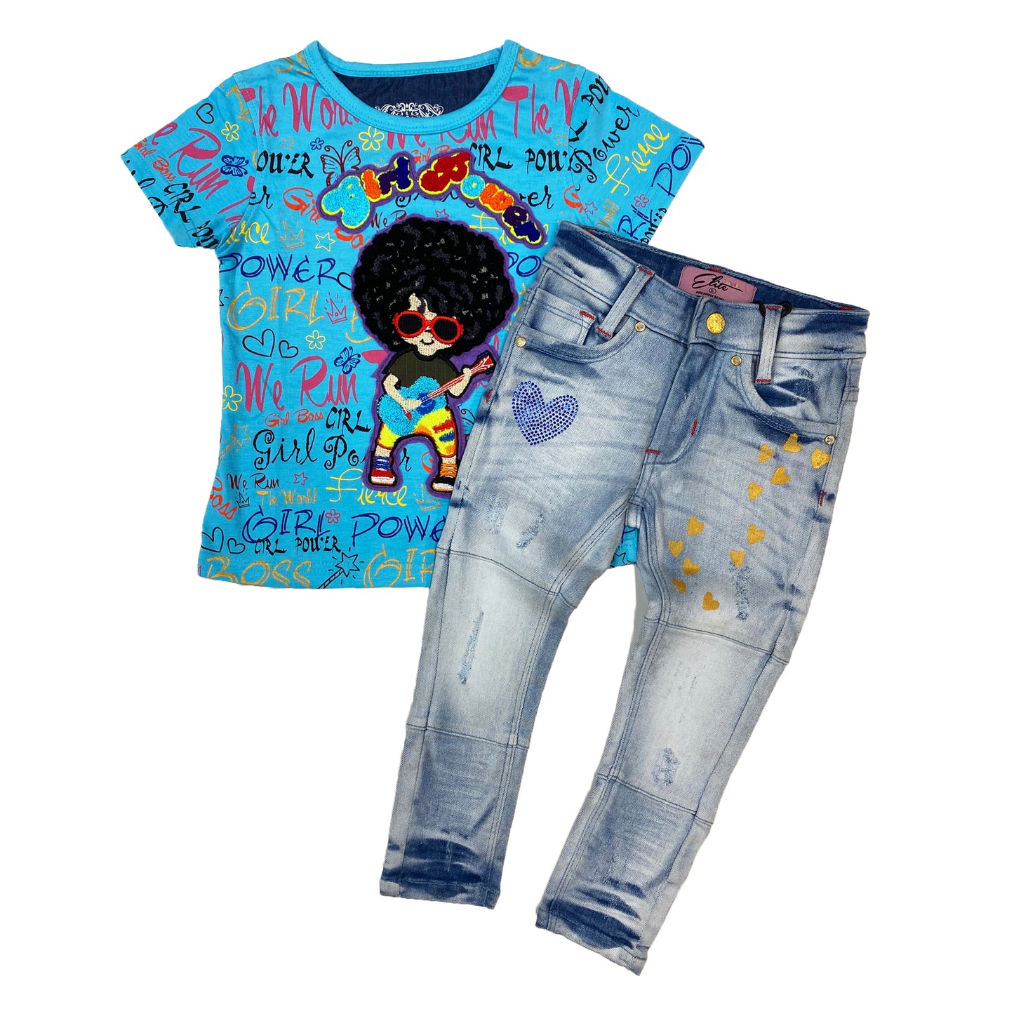 Girl Power Girls Tee Blue - Elite Premium Denim