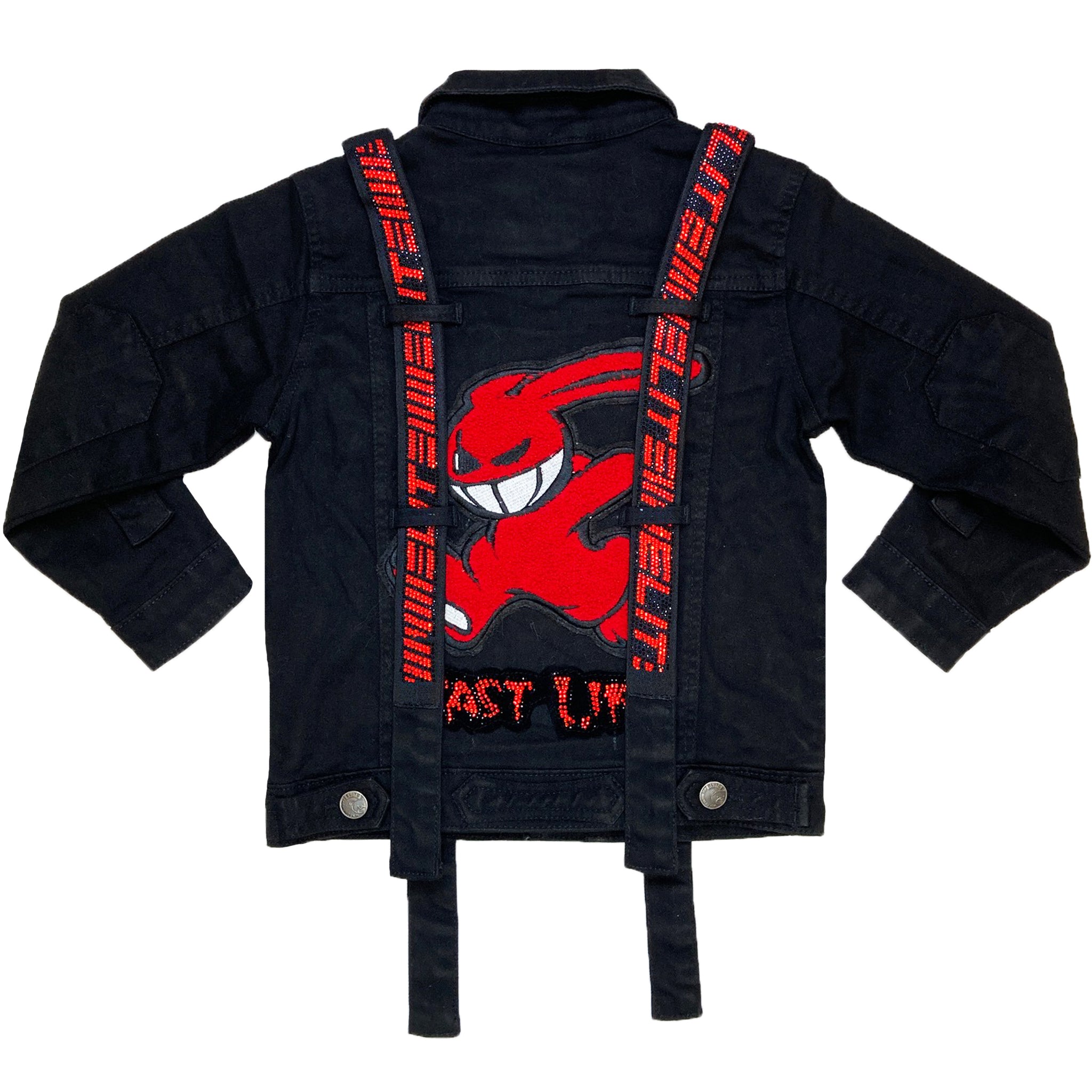 Fast Life Black Kids Premium Denim Jacket Set