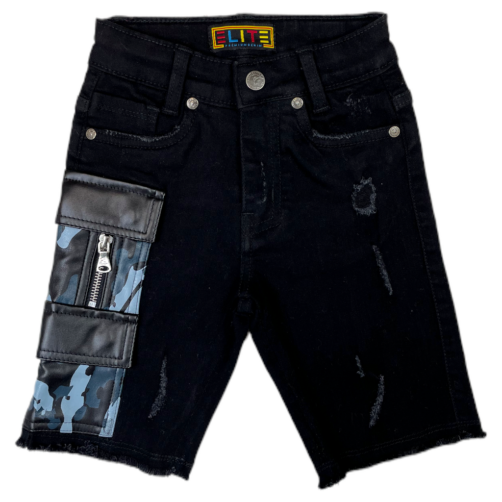 Night Camo Premium Kids Denim Shorts