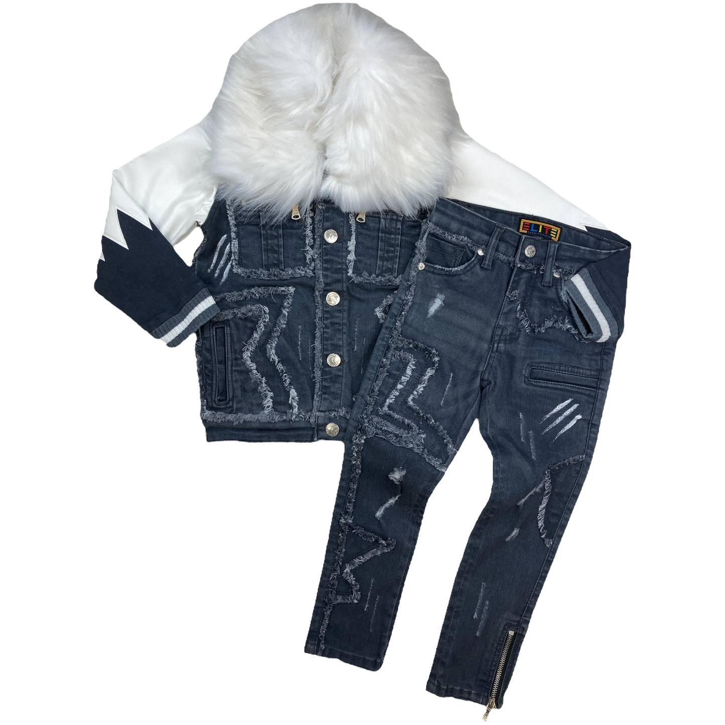 Arctic Grey Kids Premium Denim Jacket Set