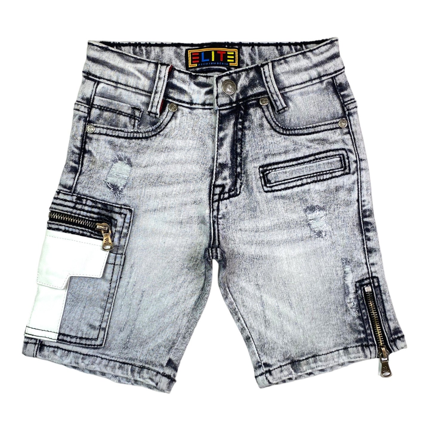 Grey Acid Premium Kids Denim Shorts