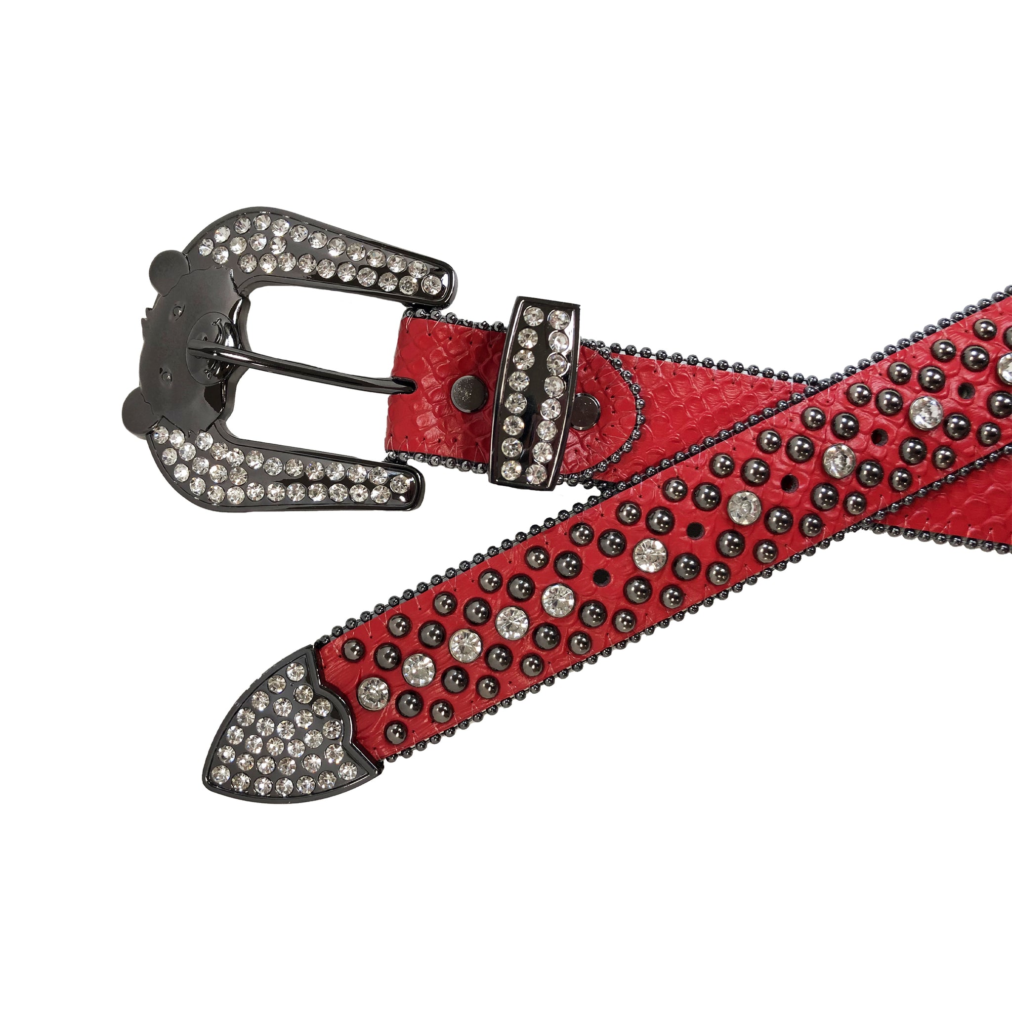 Men's Designer Bear Buckle Leather Belt Dark Red - Elite Premium Denim