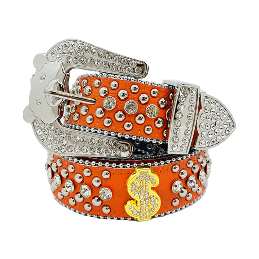 Kids Designer Bear Buckle Leather Belt Orange - Elite Premium Denim