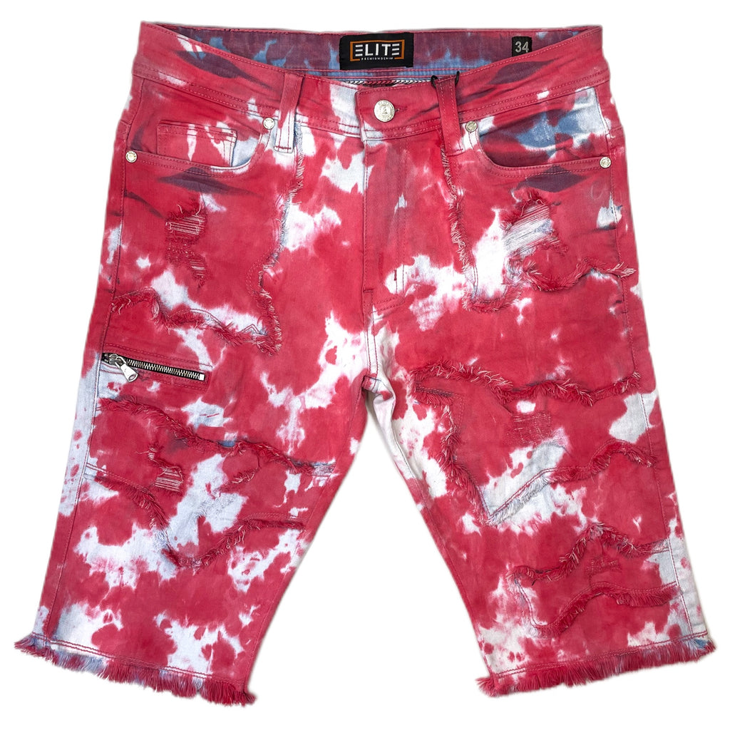 Fly-Dye Premium Men's Denim Shorts Red