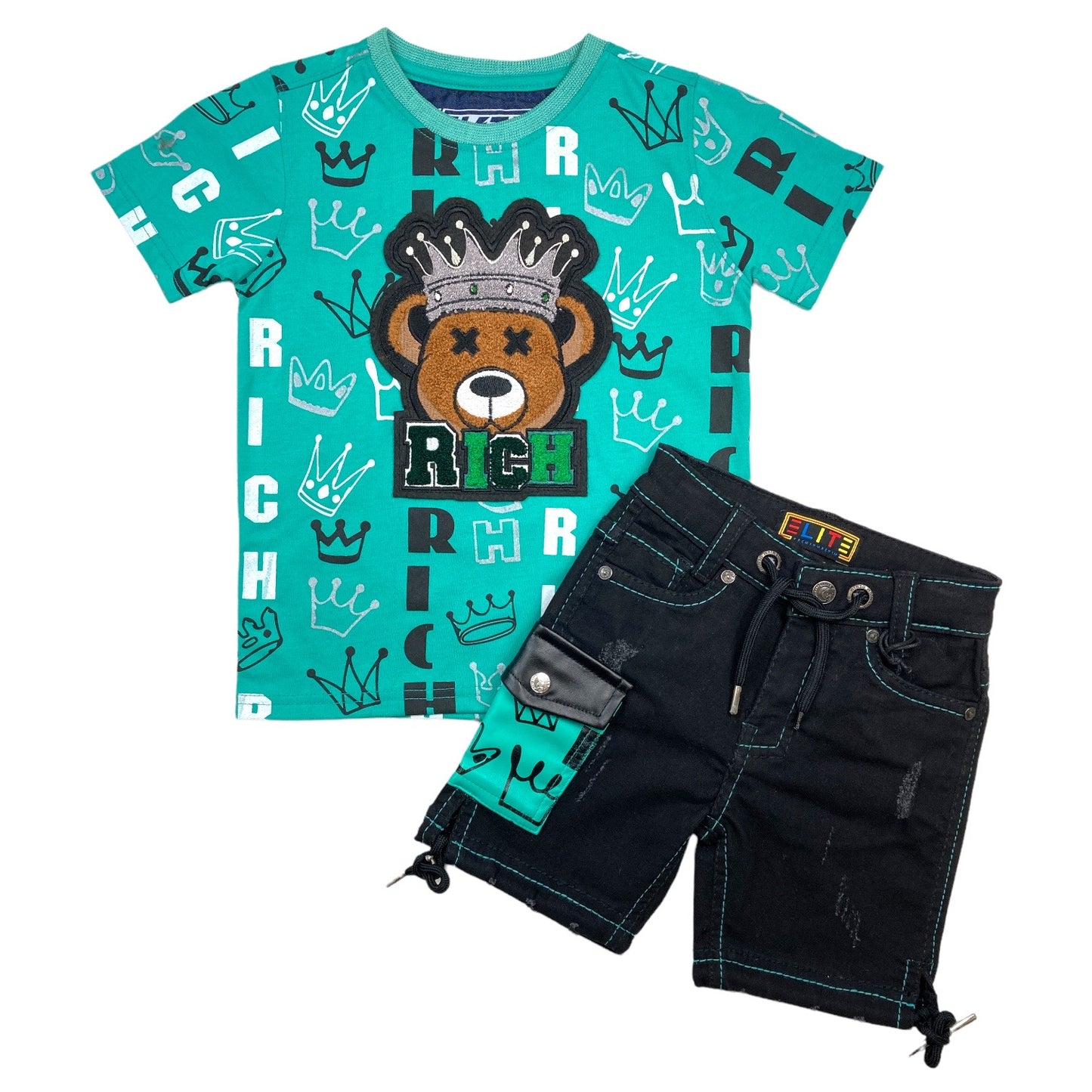 RICH Premium Kids Denim Shorts Teal