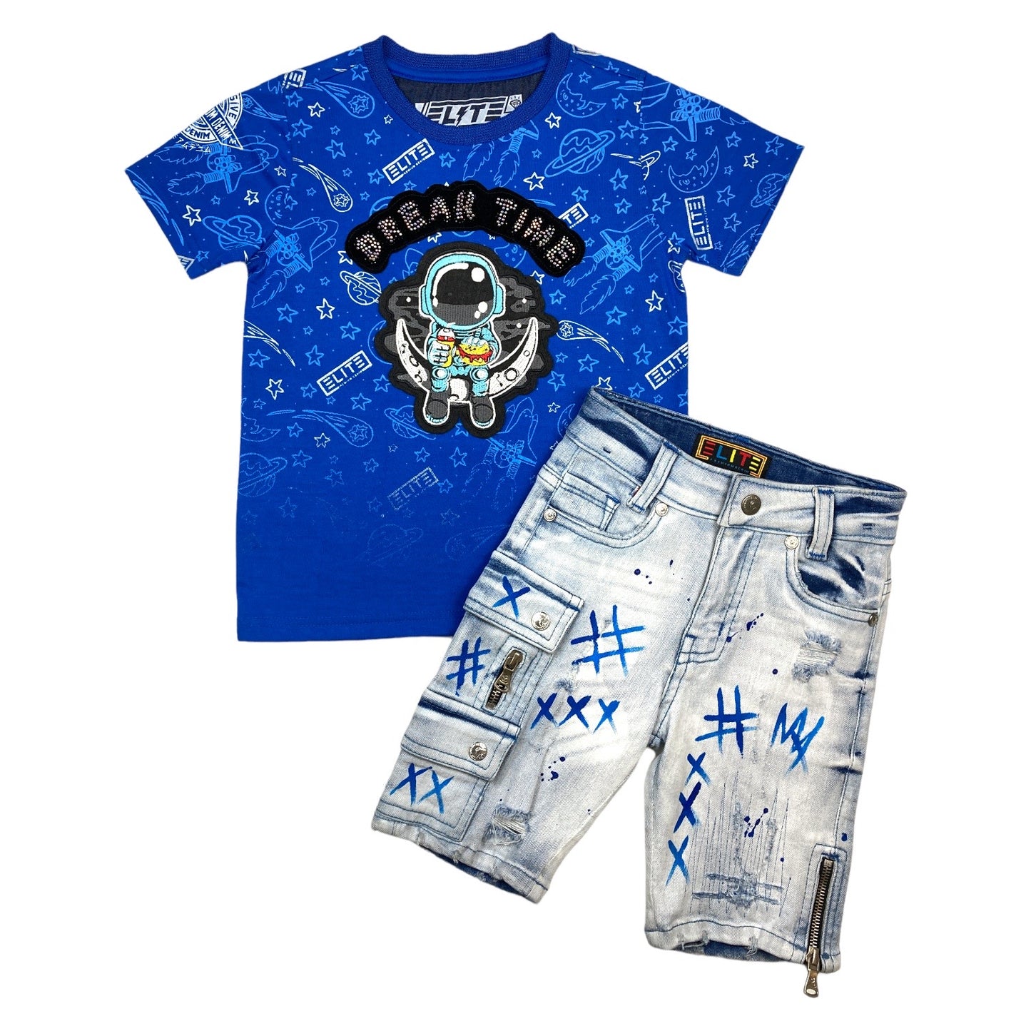 Break Time Premium Kids Denim Shorts Blue